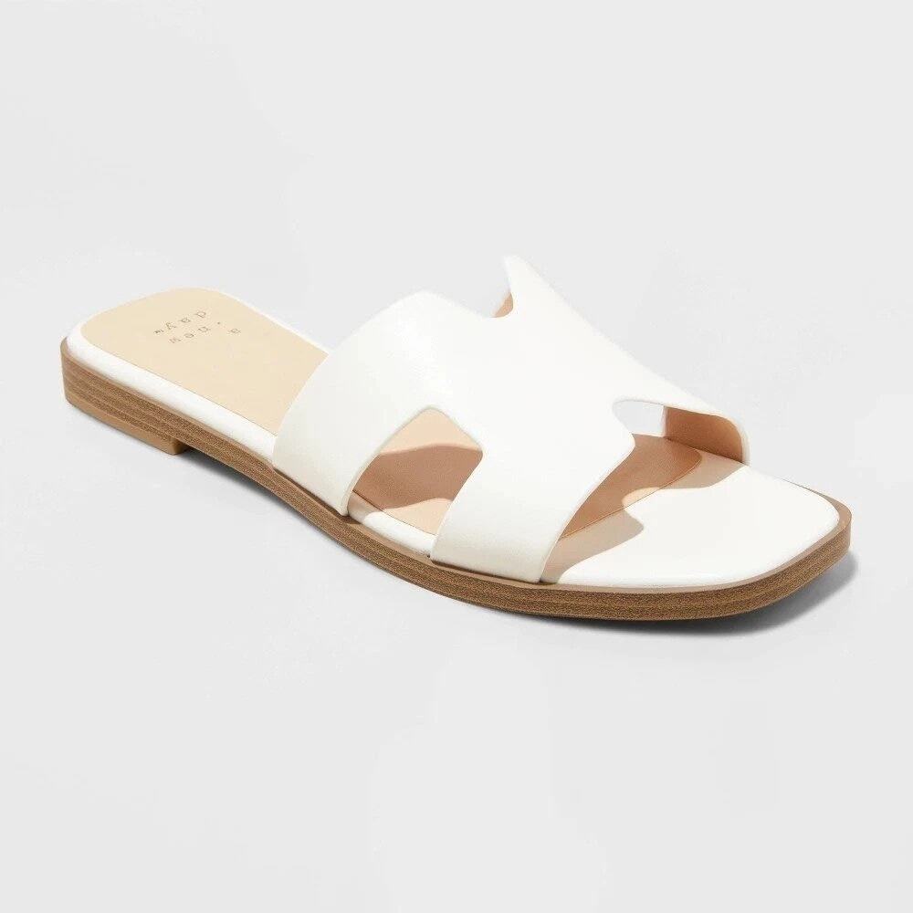 Women’s Nina Slide Sandals - A New Day - White
